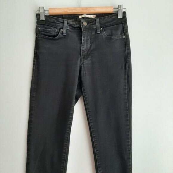 LEVI'S 711 Skinny Black Jeans Mid Rise Waterless Sz 25 - Picture 4 of 12